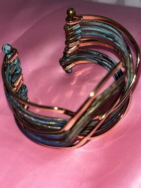Multistrand Blue and Turquoise Cuff Bracelet - Ferbanda Siblia